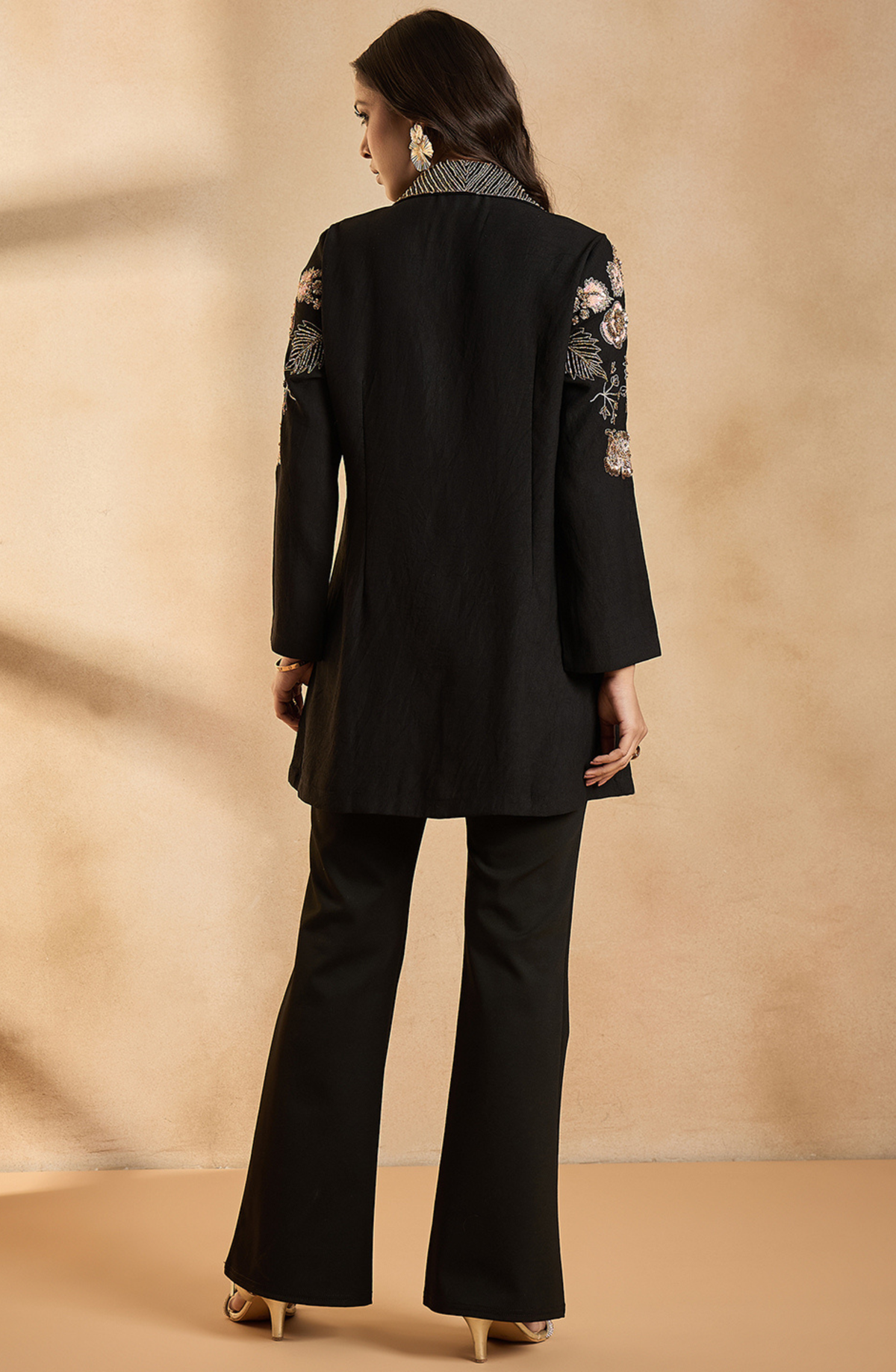 Midnight Black and Gold Embellished co-ord set