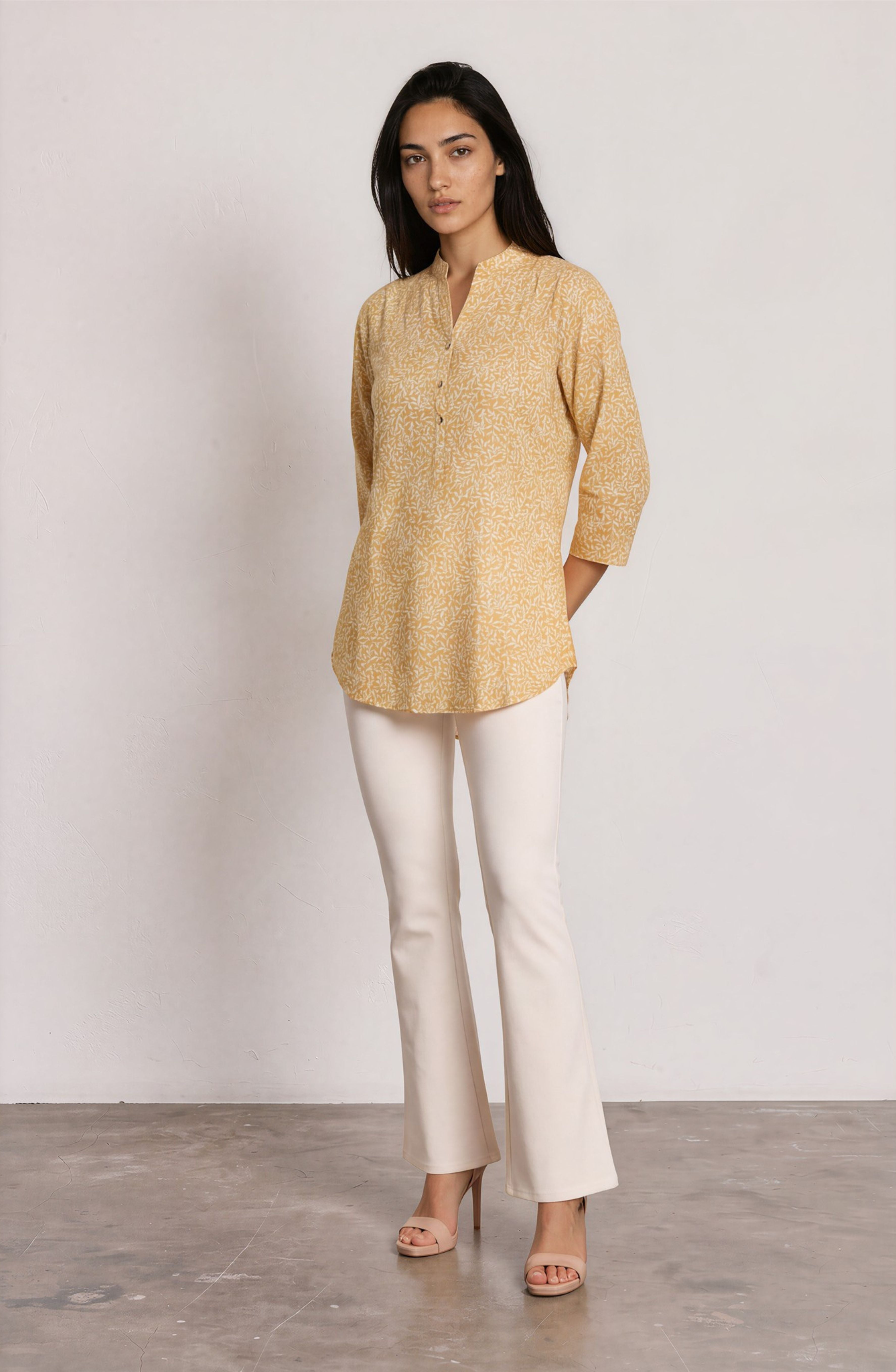 Mustard Yellow Printed Shirt