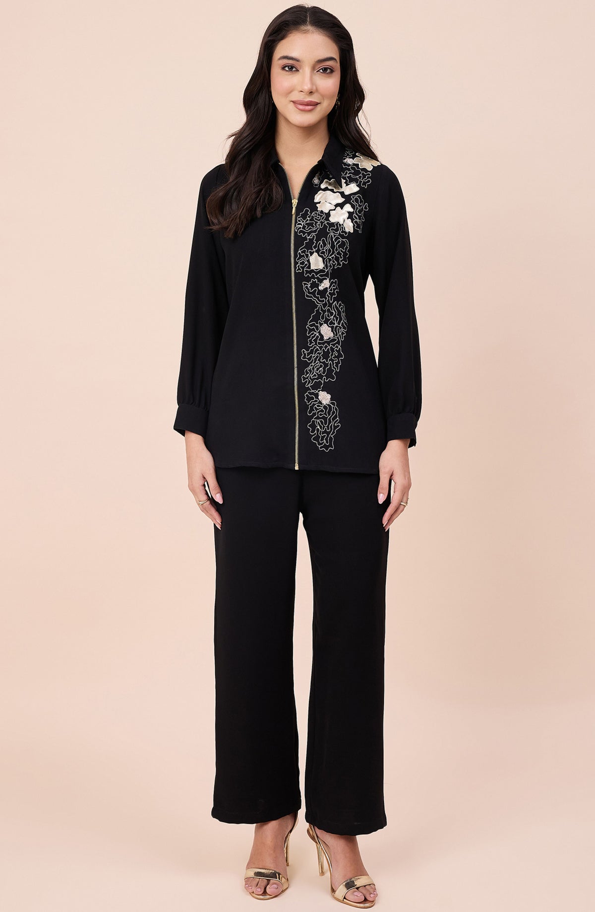 Midnight Gold Rexin Co-ord Set