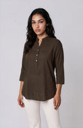 Dusty Blue Rose Print Shirt