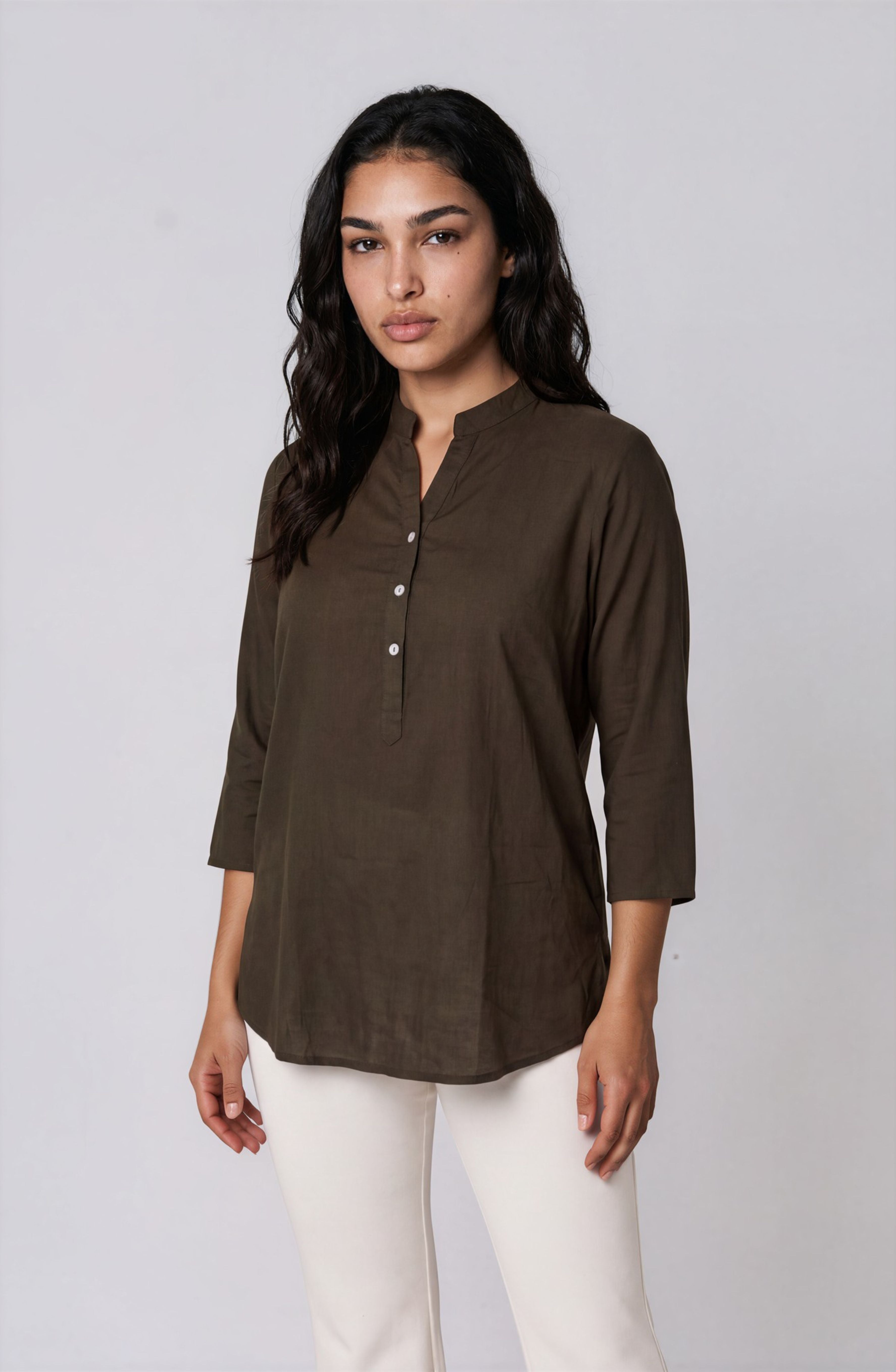 Dusty Blue Rose Print Shirt