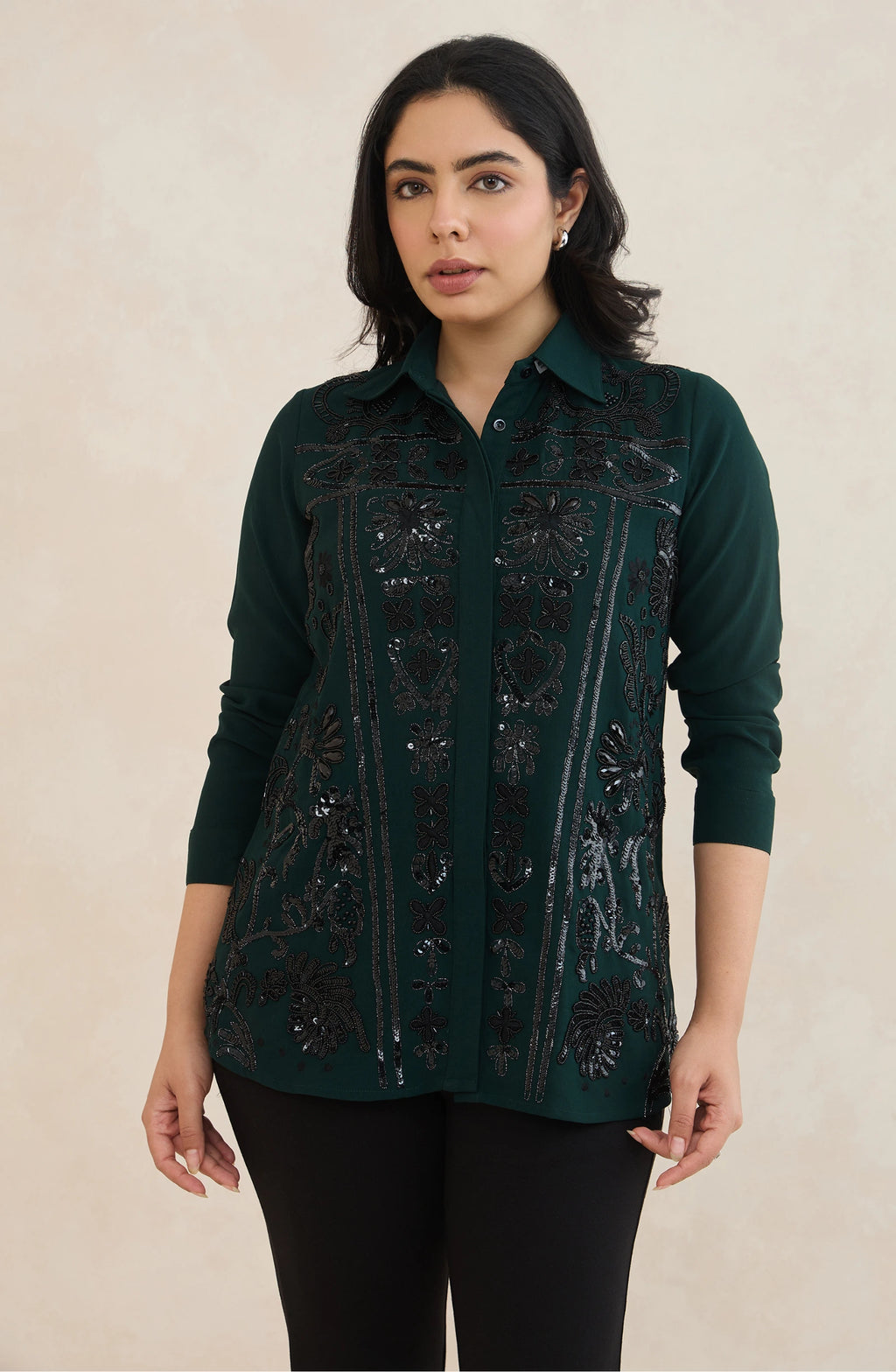 Emerald Green Sequin Embellished Jacket