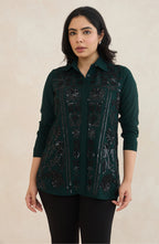 Emerald Green Sequin Embellished Jacket