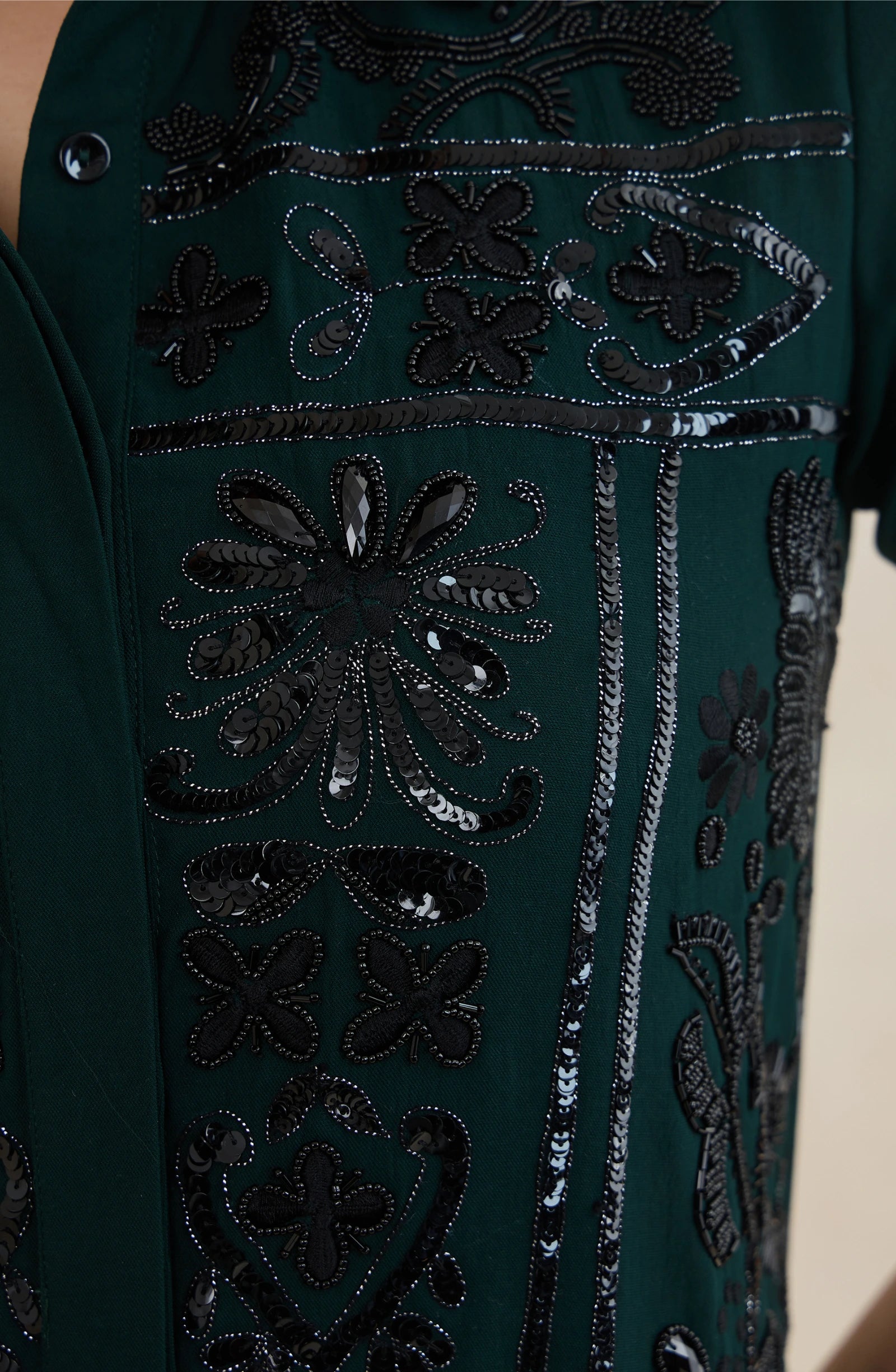 Emerald Green Sequin Embellished Jacket