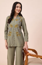 Olive Leaf Embroidered Co-ord Set