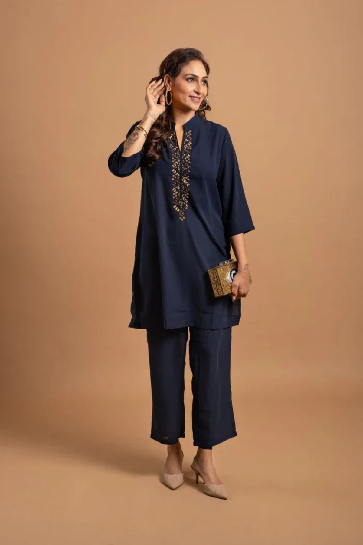 Navy Blue Embellished Co-ord set
