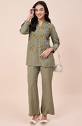 Olive Leaf Embroidered Co-ord Set