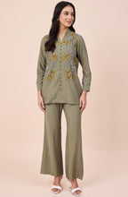 Olive Leaf Embroidered Co-ord Set