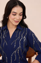 Navy Blue Silver Sequin Co-ord Set