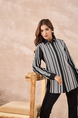 Black and White Formal Striped Shirt