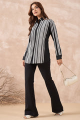 Black and White Formal Striped Shirt