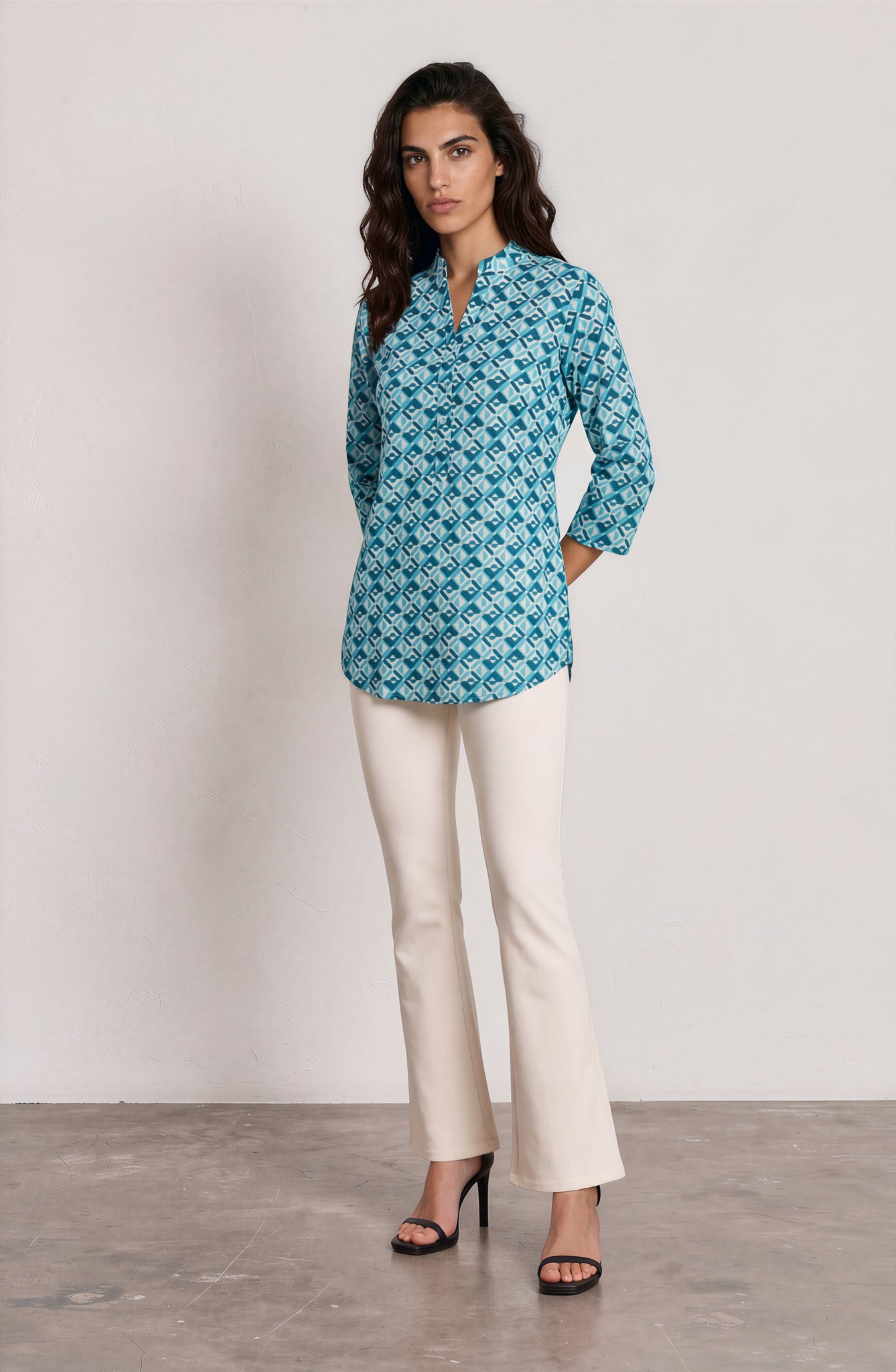Teal Geometric Print Shirt