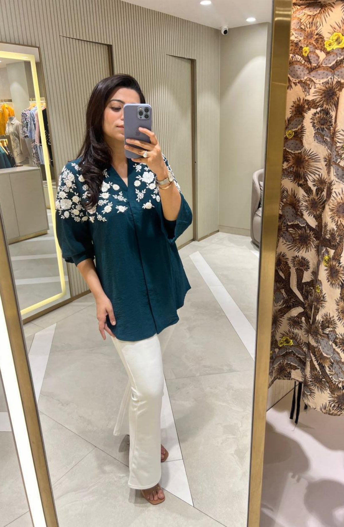 Bottle Green Embroidered Shirt