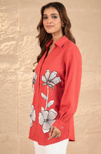 Coral Orange Patch Work Shirt