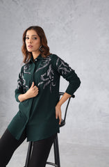 Dark Green Sequin Shirt