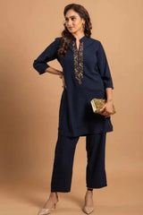 Navy Blue Embellished Co-ord set