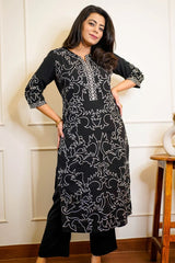 Black Embroidered Kurta set