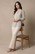 Ivory Chain Print Knot Neck Top