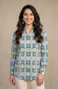 Blue Green Geometric Print Shirt