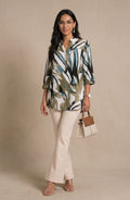 Olive Abstract Print Top