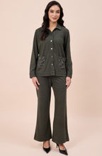 Olive Stone Embellished Woollen Co-ord Set