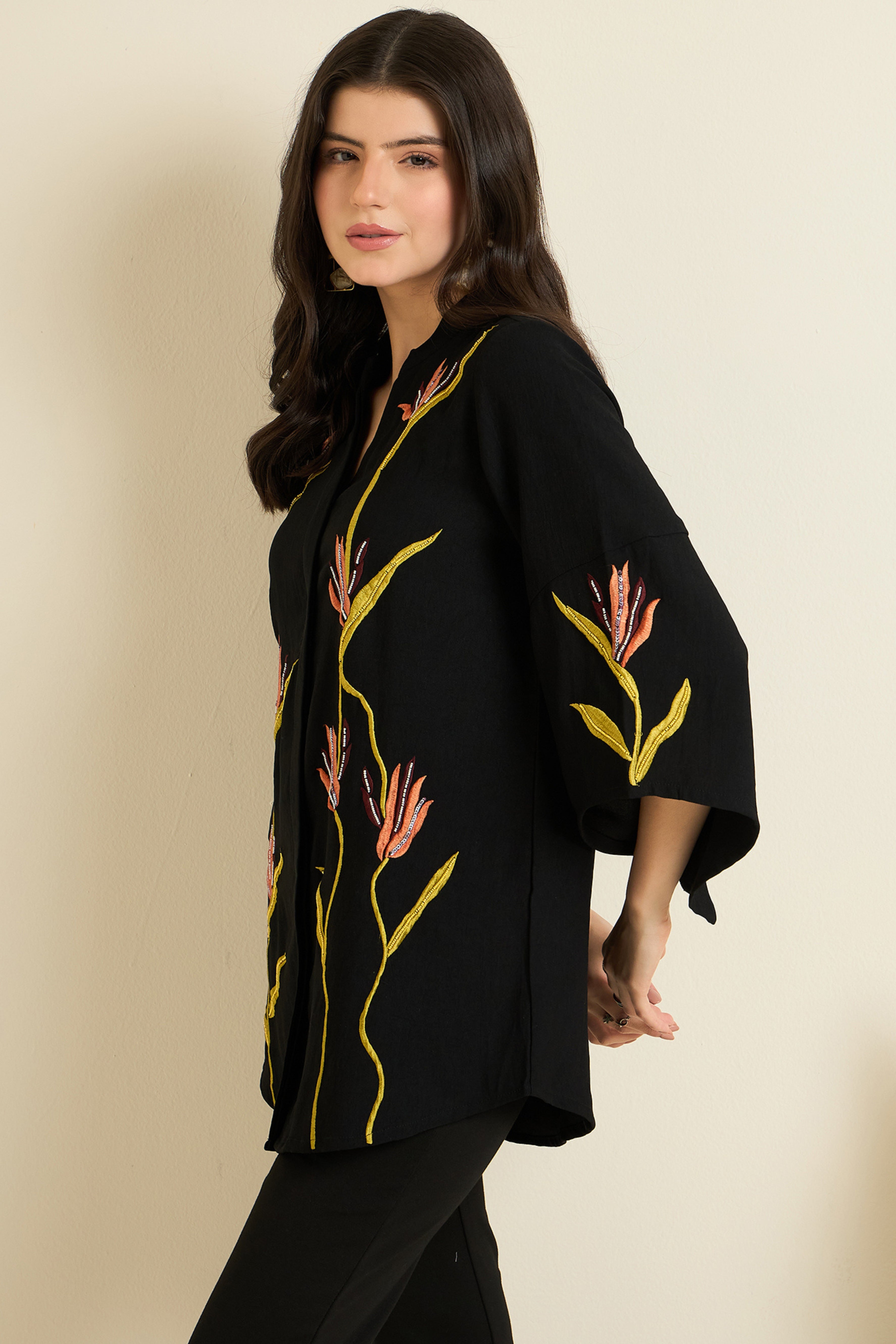 Black Embroidered Shirt