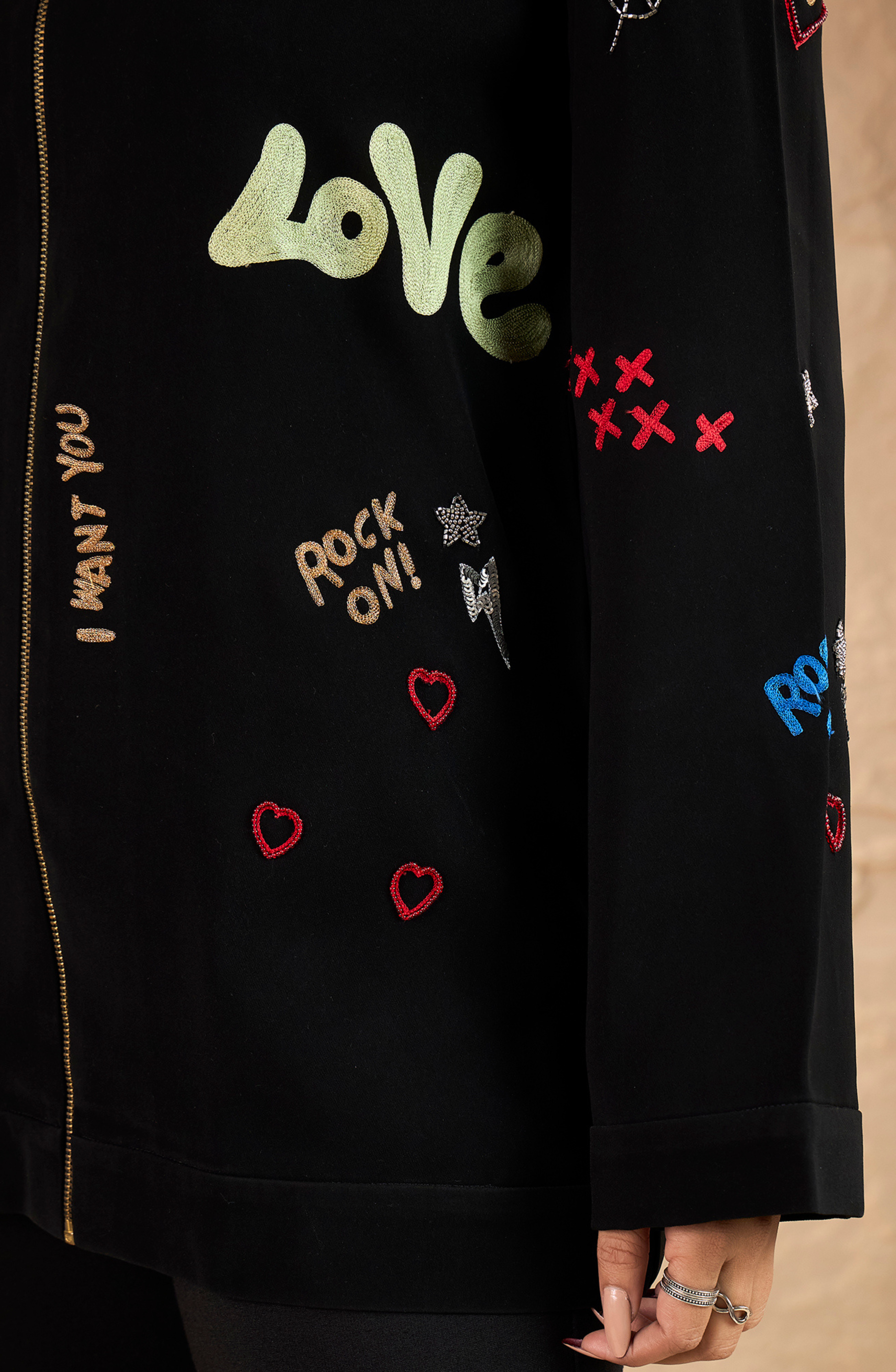 Formal Black Jacket with Funky Motif