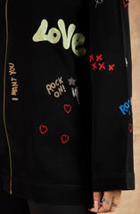 Formal Black Jacket with Funky Motif