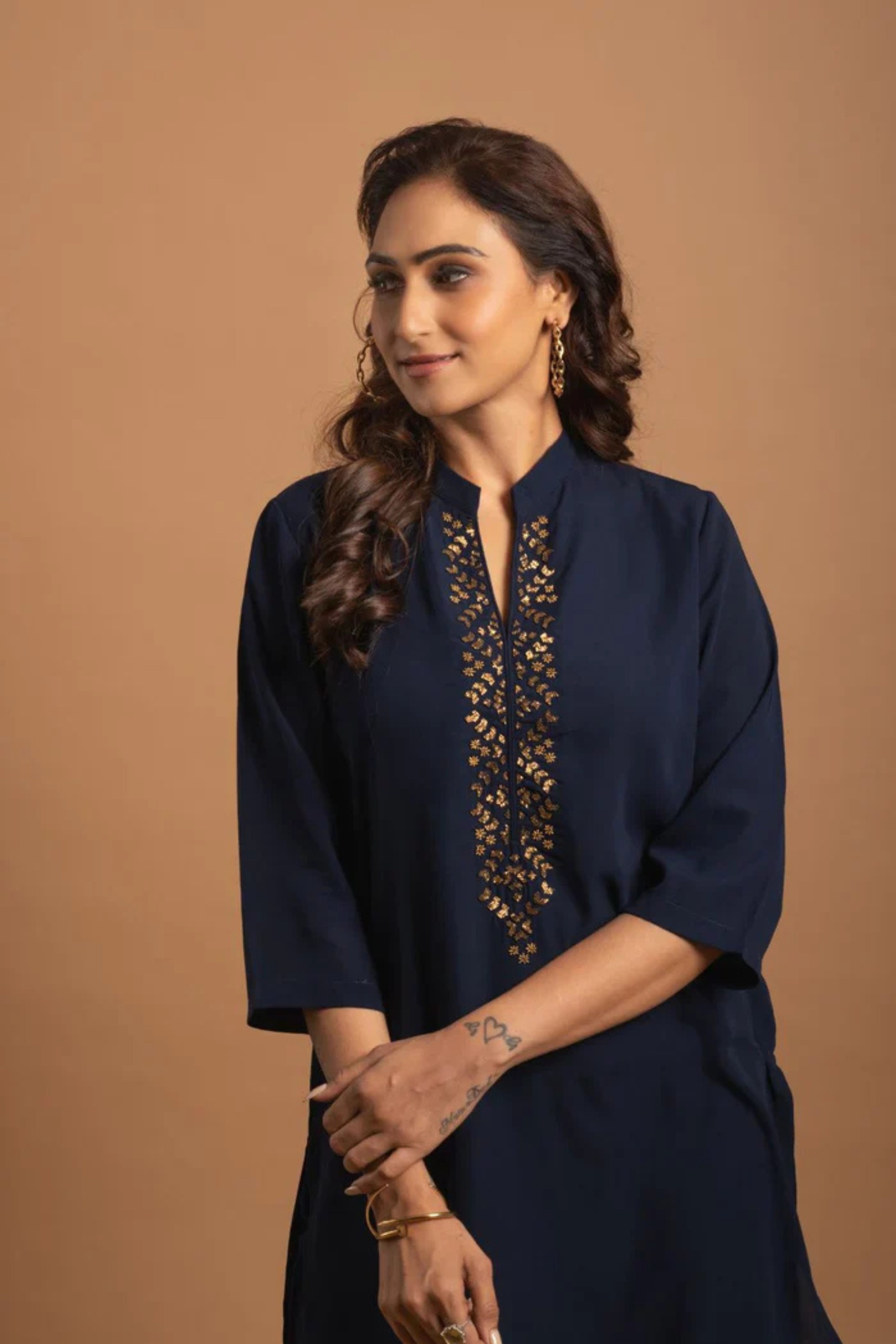Navy Blue Embellished Co-ord set