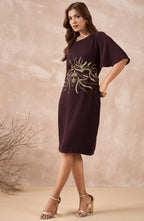 Elegant Maroon Embellished Dress