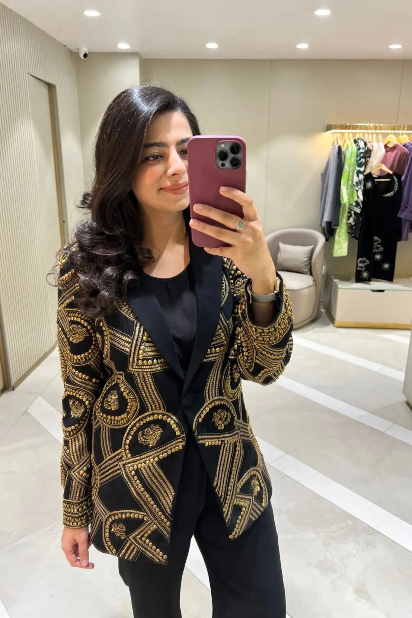 Black Embroidered Blazer