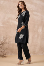 Black and Silver Embroidered Co-Ord Set