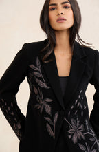 Black Midnight Bloom Patchwork Blazer
