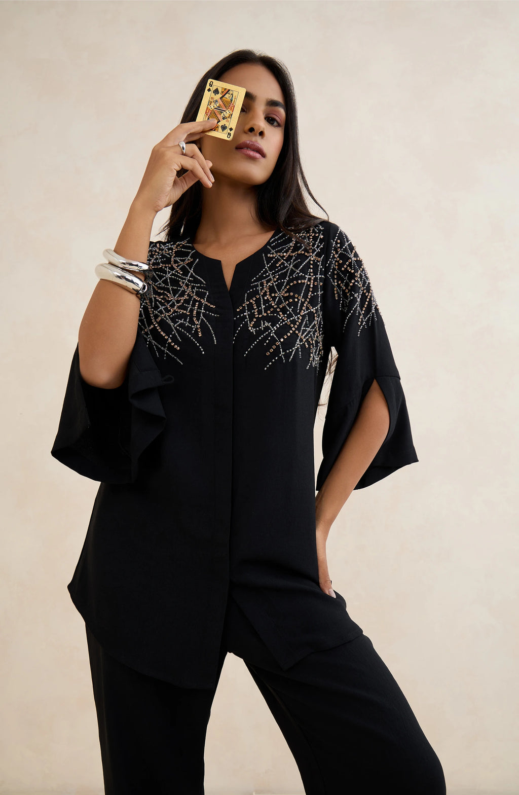 Black Crystal Embellished Co-Ord Set