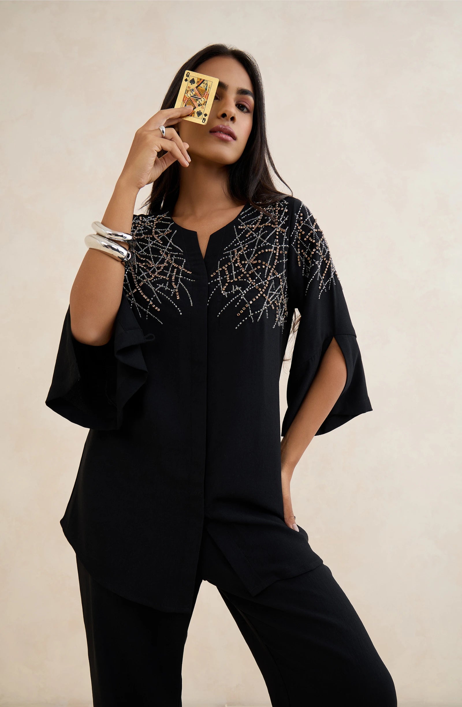 Black Crystal Embellished Co-Ord Set