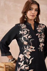 Black Floral Kurta Set
