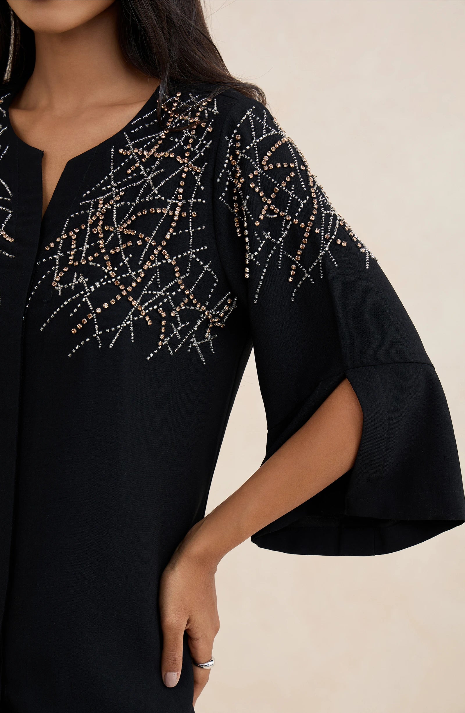 Black Crystal Embellished Co-Ord Set