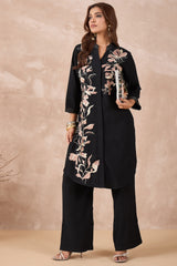 Black Floral Kurta Set