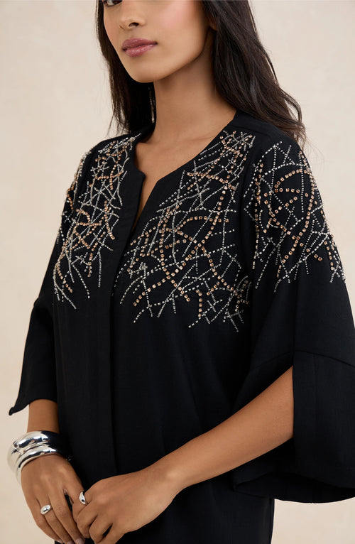 Black Crystal Embellished Co-Ord Set