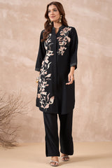 Black Floral Kurta Set