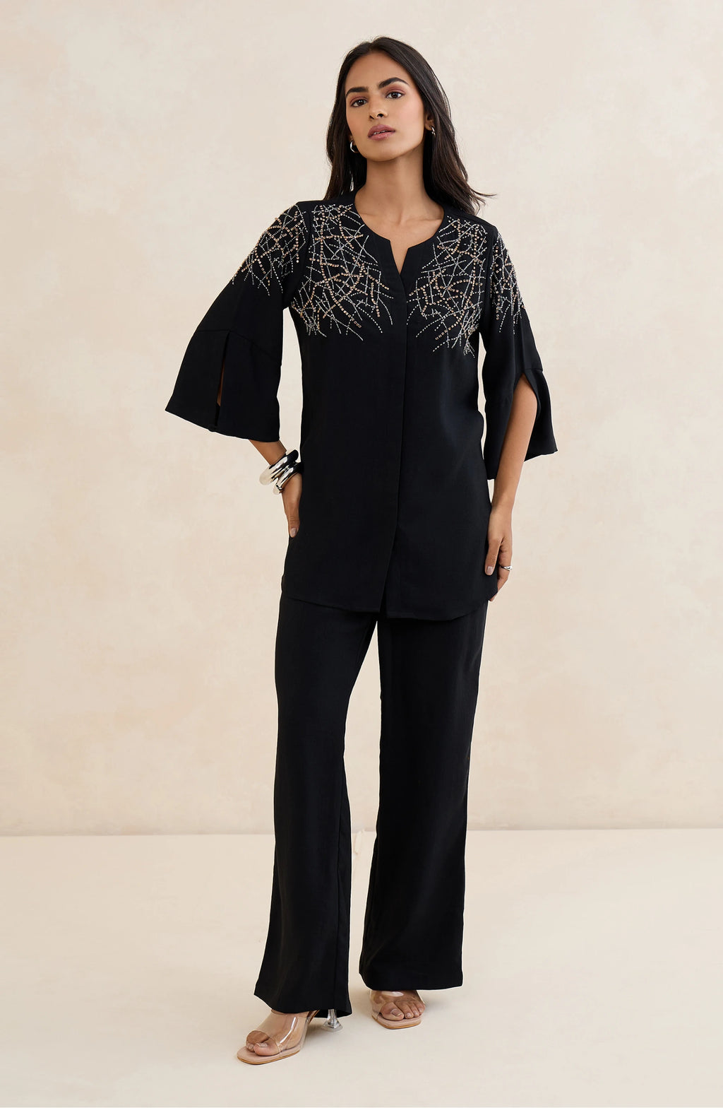 Black Crystal Embellished Co-Ord Set