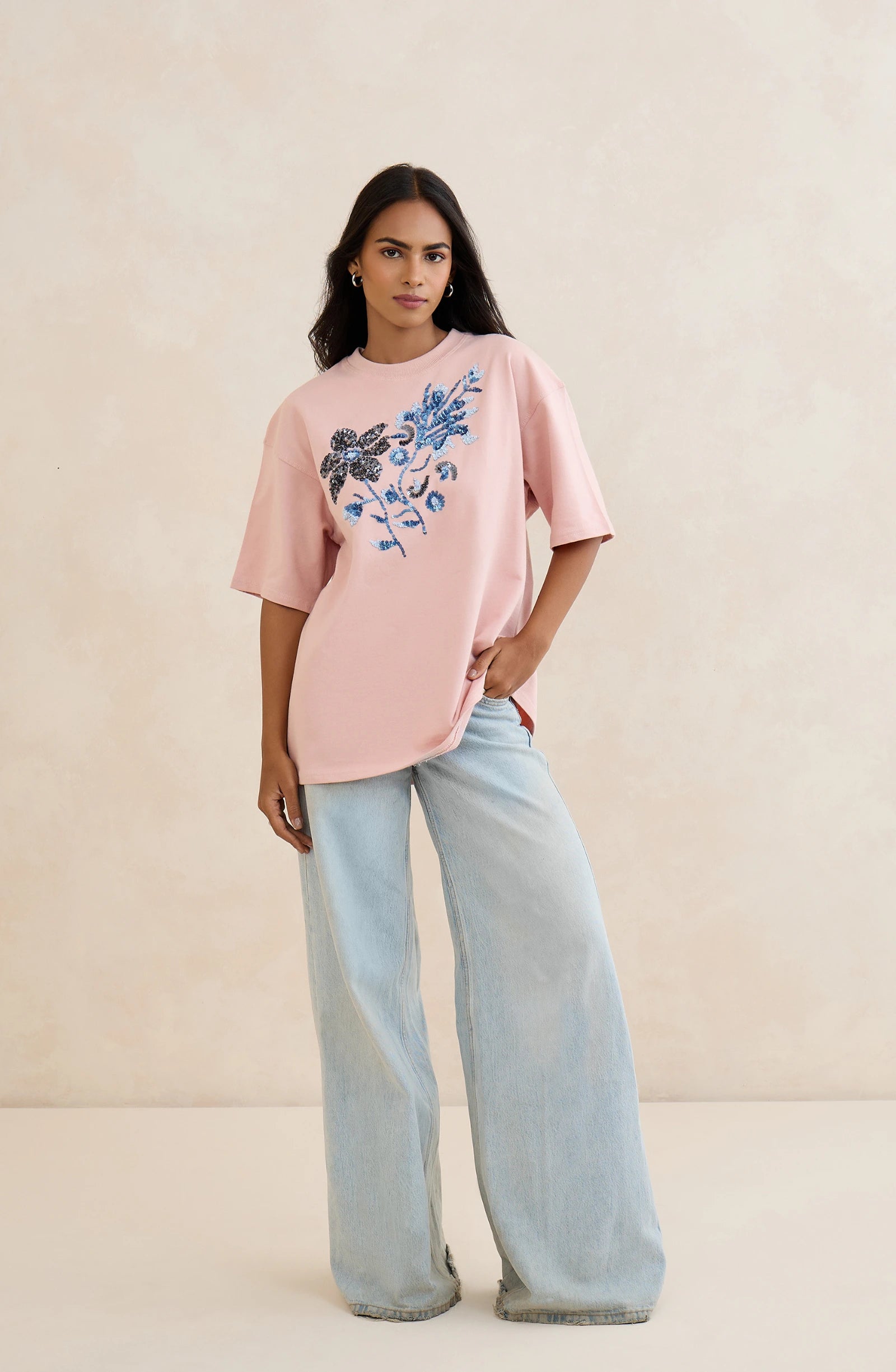 Rosy Dusk Embellished T-Shirt