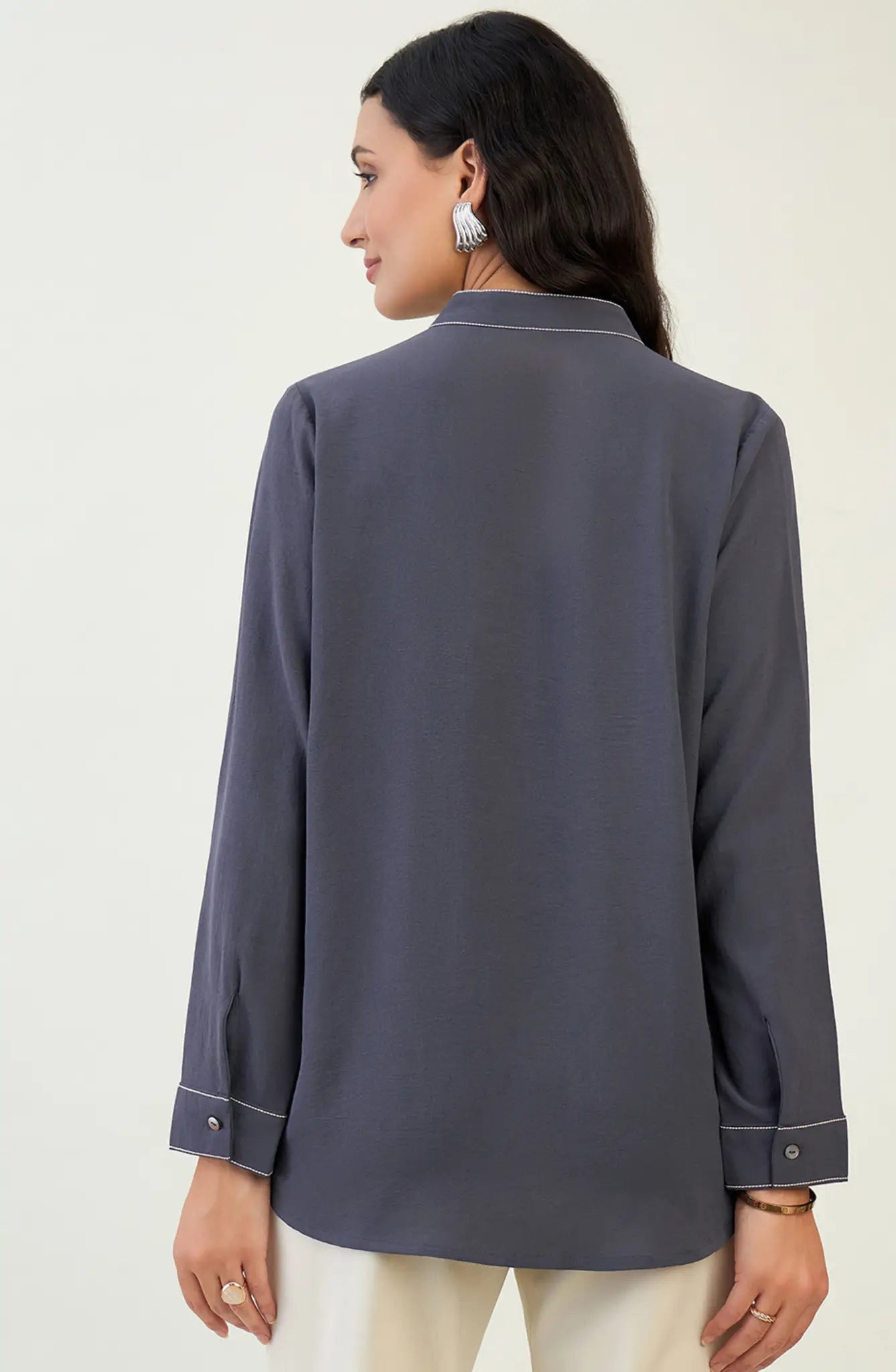 Casual Grey Patchwork Shirt