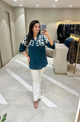 Bottle Green Embroidered Shirt