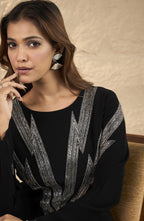 Midnight Bolt Embellished Black Dress