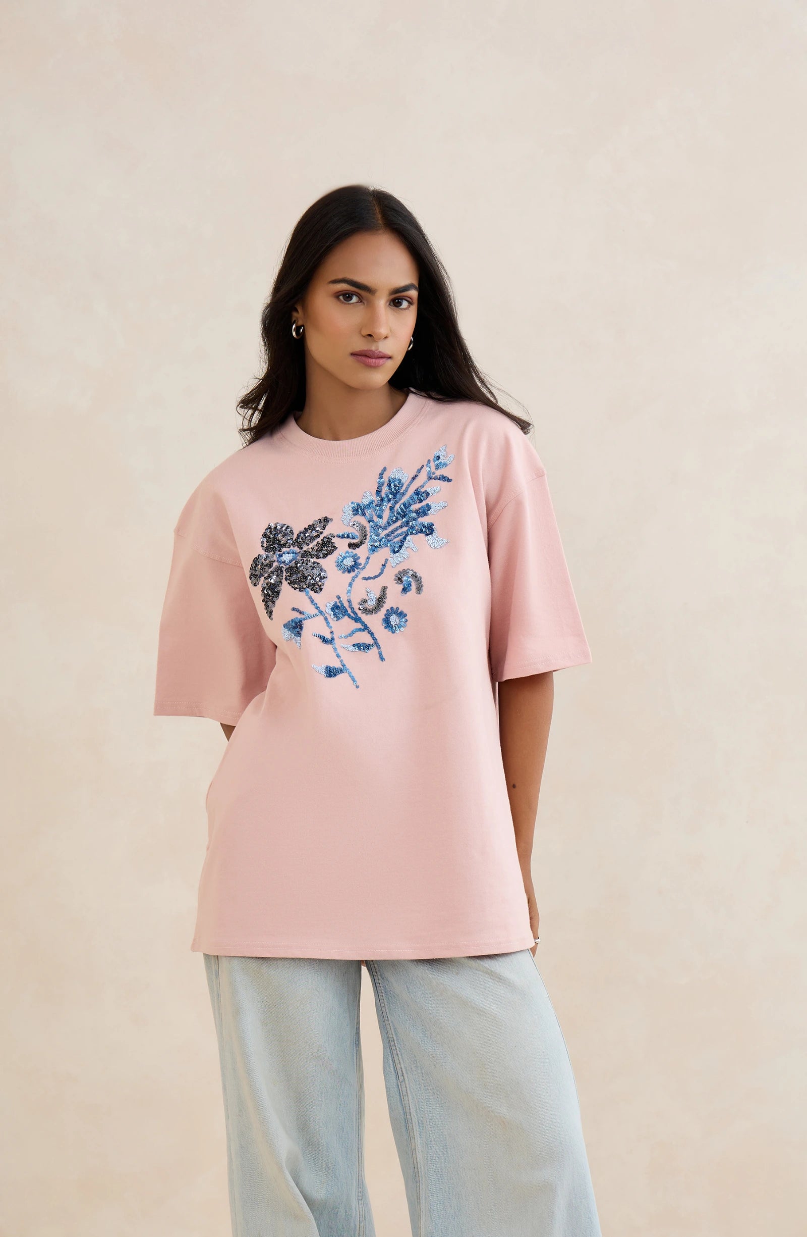 Rosy Dusk Embellished T-Shirt