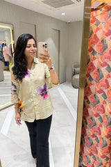 Beige Floral Printed Shirt