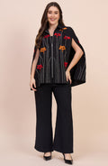 Black Floral Embellished Cape Co-Ord Set