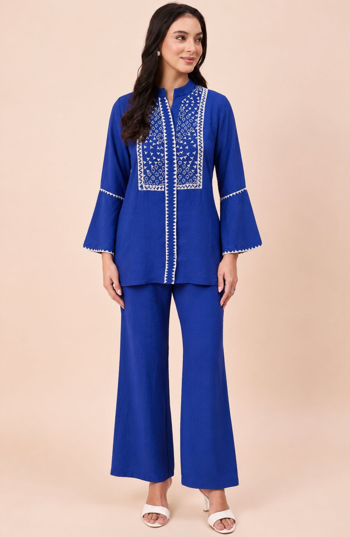 Royal Blue Bliss Embroidered Co-ord Set
