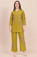Mustard Co-ord Set with Ivory Floral Applique